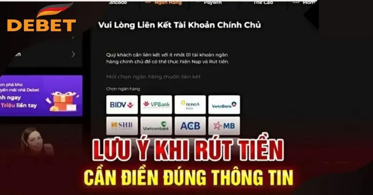 Một số điều lưu ý khi thực hiện rút tiền Debet